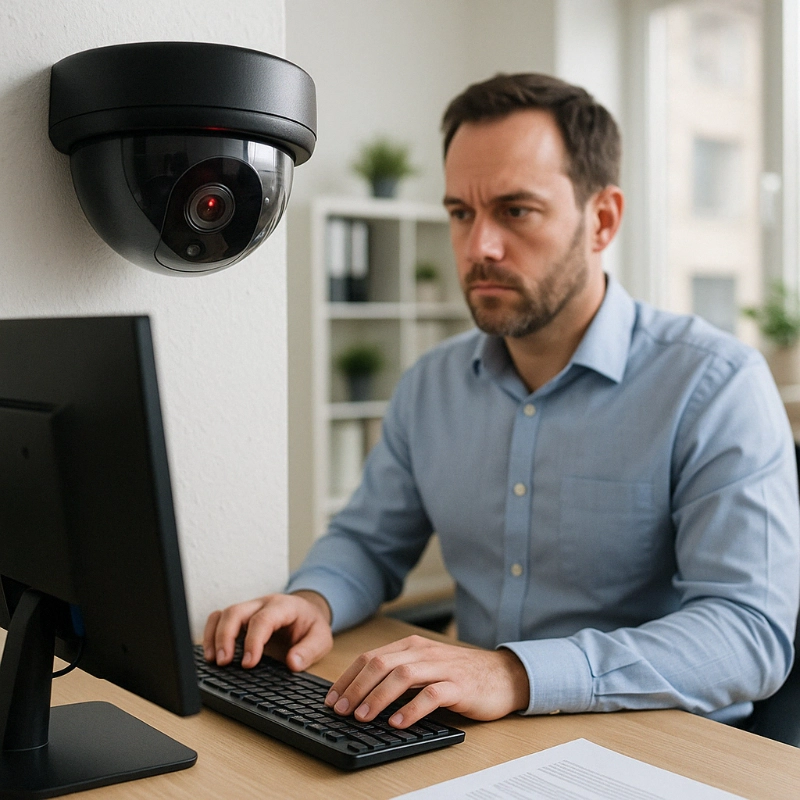 Example of employee monitoring with camera